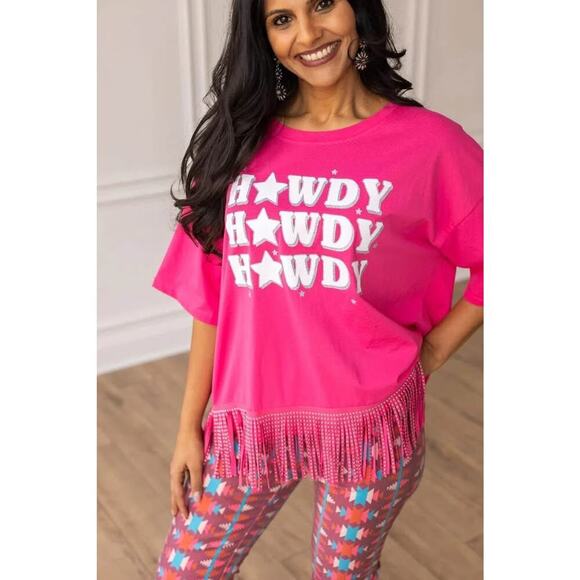 Boutique Women’s One Size (Medium) Howdy Studded Fringe Top - Picture 1 of 6